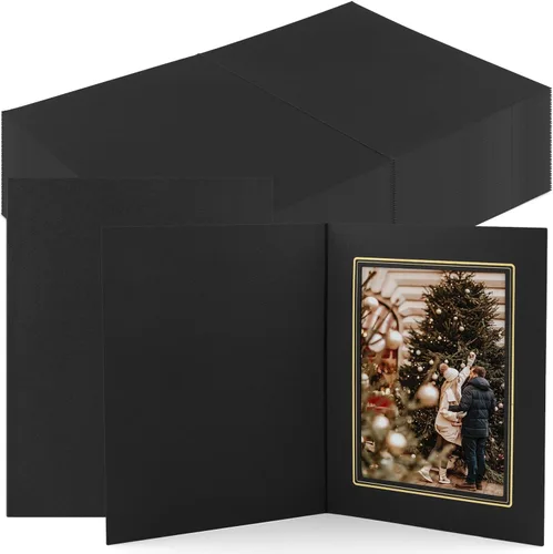Miniatura 9 de Golden State Art, Paquete de 25 carpetas de fotos de 5 x 7, marco de cartón, tarjetas de marco de papel, saludos/invitación eventos especiales: negro