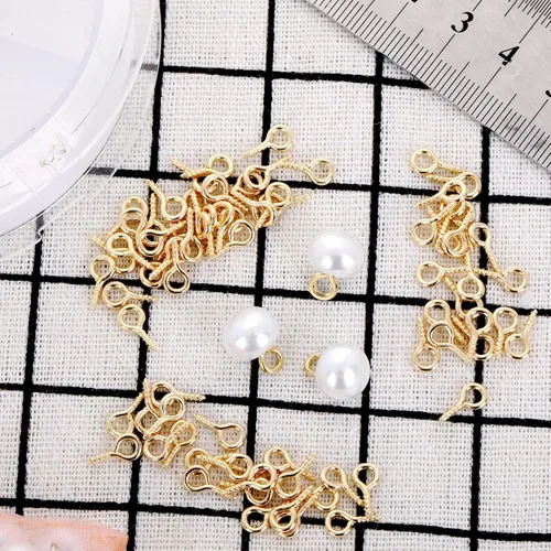 Miniatura 6 de 300 mini alfileres y ganchos para hacer joyas, cierres y tornillos en tono dorado