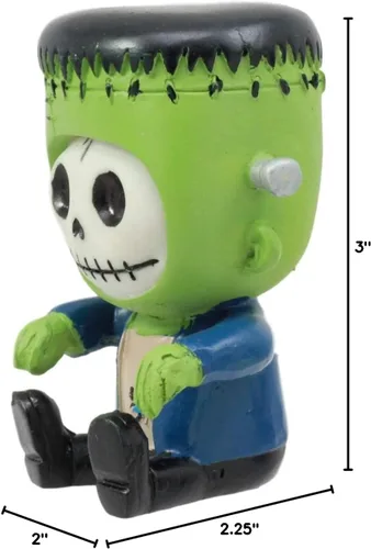 Miniatura 8 de Ebros Frankie The Frankenstein Furrybones - Figura pequeña de 3 pulgadas de alto, huesos peludos, esqueleto, monstruo, estatua de decoración como