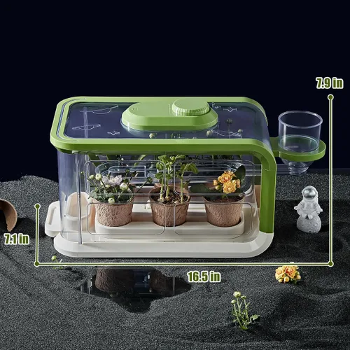 Miniatura 4 de Kit de cultivo de plantas para niños, kit de invernadero para jardín de niños con riego por goteo y luces de crecimiento, kit de terrario
