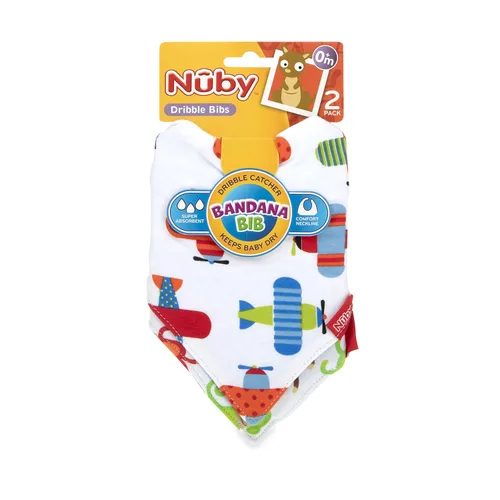 Miniatura 8 de Nuby Paquete de 2 baberos tipo bandana con atrapasadores, babero súper absorbente con cuello suave y cómodo, niño