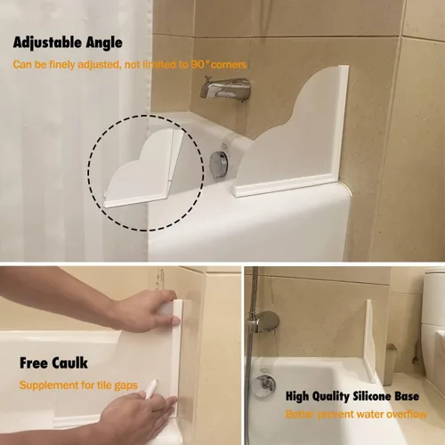 Miniatura 2 de Protector de salpicaduras de bañera extraíble, paquete de 2 protectores contra salpicaduras de agua para bañera, base de silicona y protectores