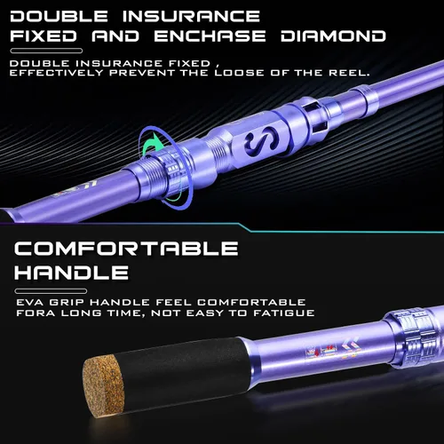 Miniatura 4 de Sougayilang Fishing Rod and Reel Combos Carbon Fiber Telescopic Fishing Pole with Smooth Reel Combo Saltwater Freshwater Kit Kit Completo Púrpura