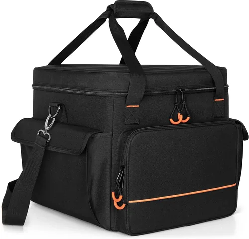 Miniatura 8 de LUXJA Bolsa acolchada para 2 luces de efecto o luces de cabeza móvil, bolsa de luz de efecto con divisor interior y bolsillos para accesorios
