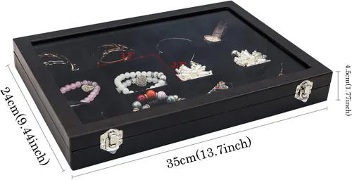 Miniatura 6 de Wuligirl - Bandeja organizadora de anillos con 100 ranuras y tapa transparente, organizador apilable de joyas como aretes, collares y anillos