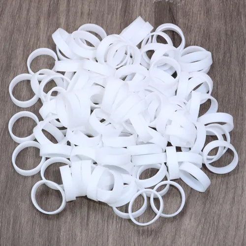 Miniatura 3 de ONLYKXY 100 bridas de silicona blanca – 0.62 pulgadas de diámetro bandas elásticas planas – anillos de goma reutilizables para la escuela, el hogar