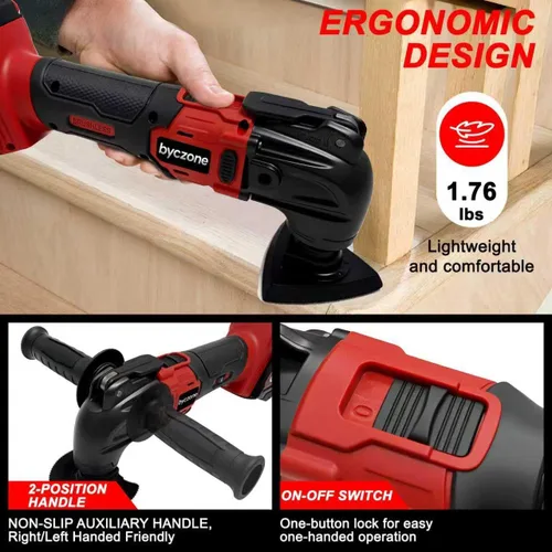 Miniatura 6 de Multiherramientas oscilantes para batería Milwaukee de 18 V, multiherramienta inalámbrica con 6 velocidades variables 8,500-21,000 RPM, 23 piezas
