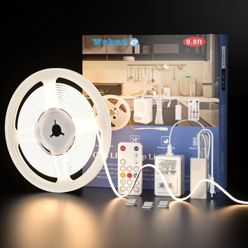 Miniatura 12 de WOBANE - Luz para debajo de la encimera, iluminación led regulable, 6 tiras de luz con control remoto para cocina, estante, despensa, escritorio