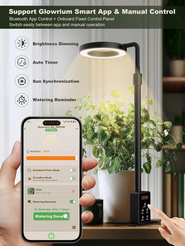 Miniatura 2 de GLOWRIUM Luces LED inteligentes de cultivo para plantas de interior, luz de escritorio para plantas con control de aplicación Bluetooth, lámpara