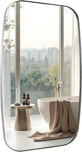 Miniatura 84 de ANDY STAR - Espejos ovalados negros para baño, espejo grande de 24x36 pulgadas con marco de metal negro mate oblongo para pared, espejo moderno