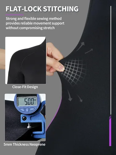 Miniatura 3 de Owntop Traje de neopreno de 5 mm para buceo - Traje húmedo para hombre y mujer de neopreno grueso de cuerpo entero, cremallera frontal, manga larga