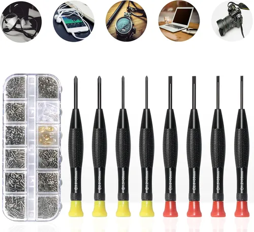 Miniatura 7 de Kit de reparación de lentes con tornillos para gafas, contiene kit de destornillador de precisión y almohadillas nasales, paño de limpieza, pinzas