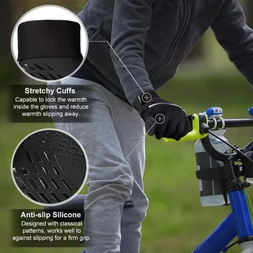 Miniatura 2 de OOPOR Guantes de invierno cálidos para correr, para niños, para clima frío, ciclismo, nieve, esquí, deportes, niños y niñas de 4 a 12 años