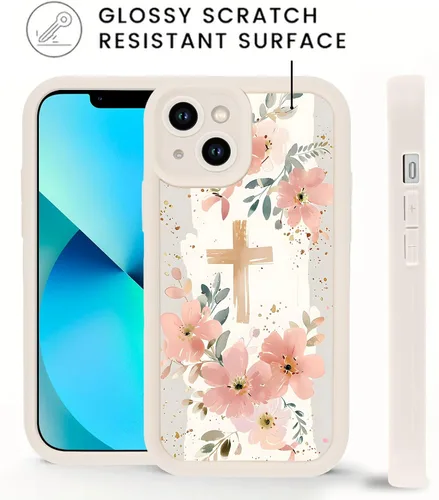 Miniatura 4 de Paquete de 2 fundas protectoras para iPhone 13 de 6.1 pulgadas con versículo bíblico de Jesús y cruz cristiana floral, para mujeres y niñas, funda