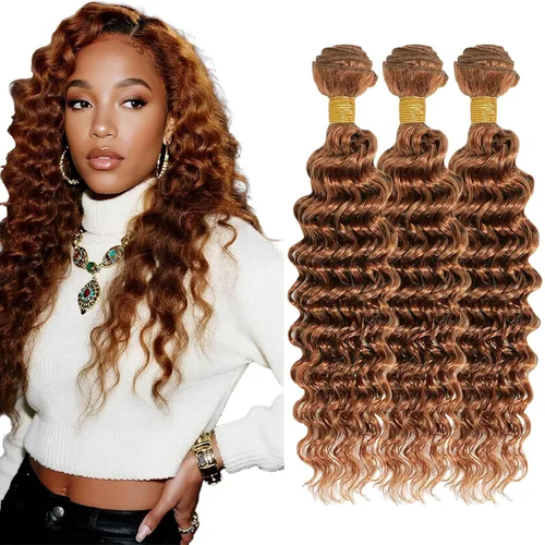 Miniatura 54 de Color 30 paquetes de cabello humano marrón onda del cuerpo paquetes 8 10 12 pulgadas brasileño virgen Remy extensiones de cabello humano doble trama