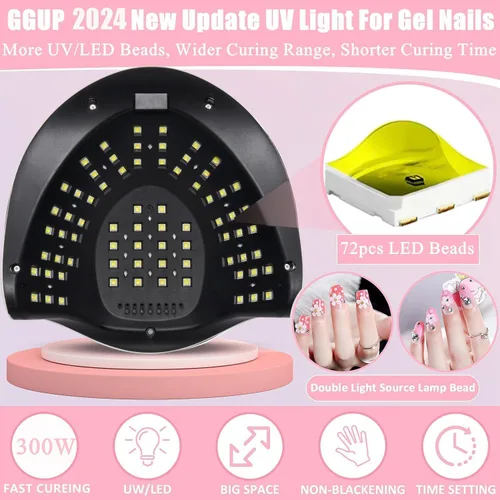 Miniatura 3 de Lámpara de uñas LED UV, 300 W, luz profesional de secado de uñas UV para uñas de gel con 72 cuentas, lámpara de esmalte de gel de secado rápido