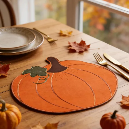 Miniatura 7 de LeLehome Juego de 4 manteles individuales de cosecha de otoño, 14 pulgadas, Día de Acción de Gracias, Halloween, otoño, calabaza, bordados, manteles