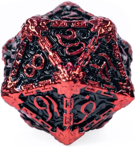Miniatura 6 de Cusdie 7 dados de metal con caja de metal, juego de dados poliédricos DND con diseño de daga, para juegos de rol, dados D&D (negro con fuente roja)