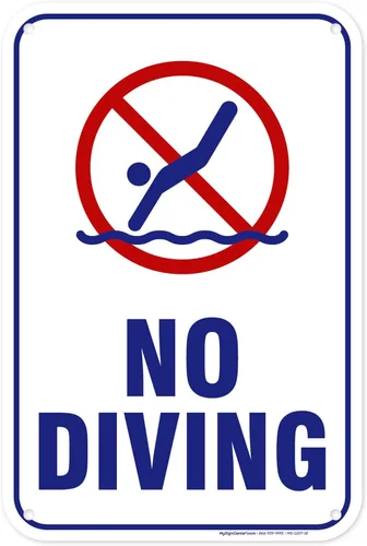 Señal de no buceo, 12 x 18 pulgadas, HDPE de 55 mil de grosor (polietileno de alta densidad), fabricado en Estados Unidos por My Sign Center