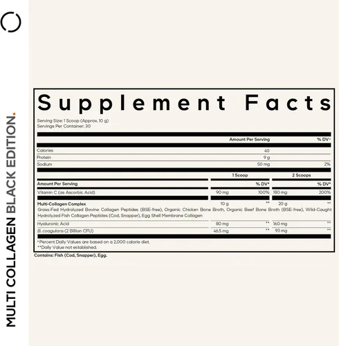 Miniatura 2 de Codeage Polvo de péptidos de colágeno múltiple + probióticos edición negra, vitamina C, suplemento en polvo de ácido hialurónico, alimentado