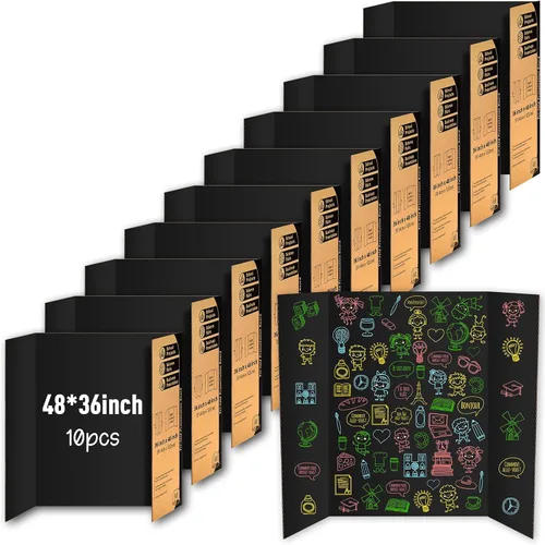 Miniatura 8 de IKAYAS - Paquete de 4 tableros de póster triples de 48 x 36 pulgadas, tableros de póster negros de IKAYAS para feria de ciencias, tableros