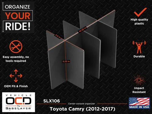 Miniatura 8 de Organizador de consola central OCD™ para Toyota Camry modelos 2012/2017. Fabricado en EE. UU.
