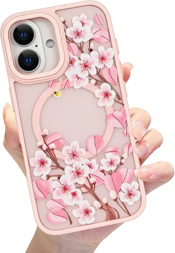 Miniatura 32 de Compatible con el teléfono 13 Pro - Funda magnética mate translúcida, de lujo, a prueba de golpes, magnética y con bonito patrón de flores, carcasa