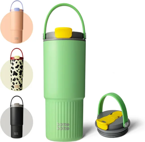 Miniatura 13 de BOTTLE BOTTLE Botella de agua aislada con popote y asa, botellas de agua de acero inoxidable para automóvil, deportes, hogar, oficina y escuela, 26