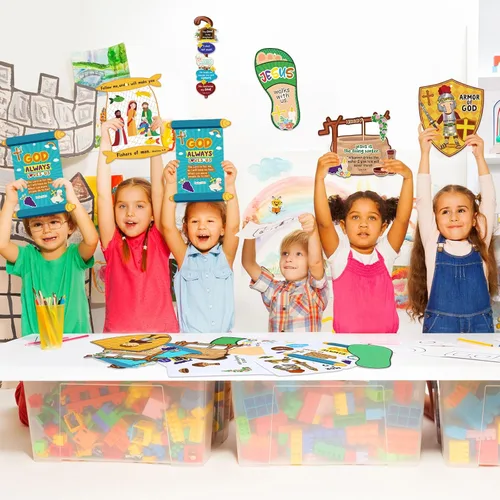 Miniatura 7 de Outus Juego de 36 manualidades religiosas para la escuela dominical de Dios, kit de manualidades VBS cristianas para niños, adorno colgante