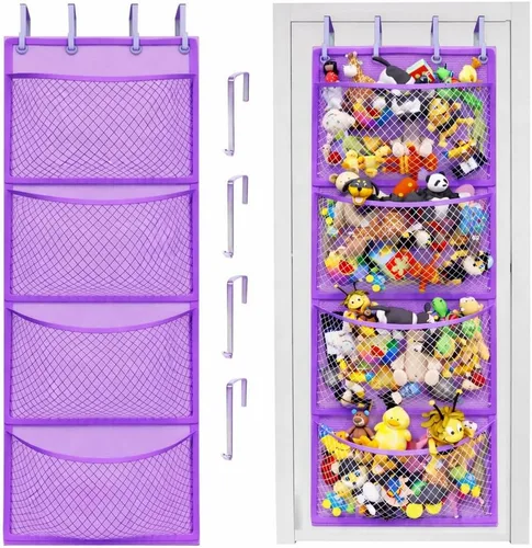 Miniatura 10 de Honeyera Almacenamiento para Animales de Peluche - Organizador sobre Puerta para Muñecos, Accesorios para Bebés y Organizador de Juguetes