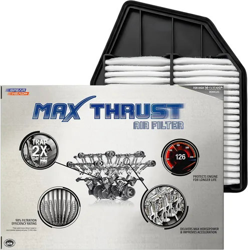 Miniatura 59 de Filtro de aire de motor Spearhead MPG Defense Max Thrust para vehículos de todo kilometraje, se adapta como el OEM, restaura MPG y aceleración