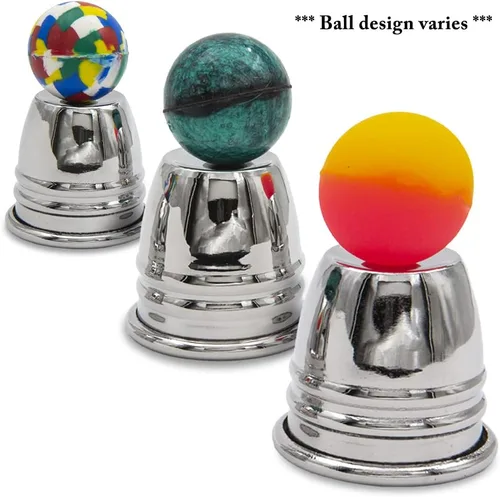 Miniatura 2 de Magic Makers Mini tazas y bolas cromadas para saltar de mesa, incluye guía de video de entrenamiento mágico