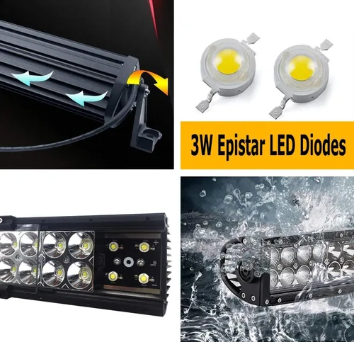 Miniatura 2 de iJDMTOY 30 pulgadas 180 W barra de luces LED de alta potencia, doble fila, con parrilla delantera por detrás, soporte de montaje y relé/interruptor