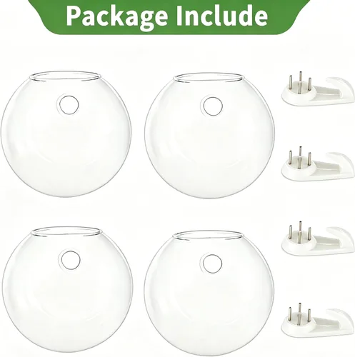 Miniatura 9 de NUPTIO Macetas de cristal para colgar en la pared: 4 jarrones transparentes de montaje en pared de terrario para interiores, oficina, jardín, sala