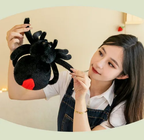 Miniatura 7 de Juguete de peluche de araña, suave peluche Kawaii de Halloween de 10 pulgadas, decoración de regalo para niños y adultos (negro)