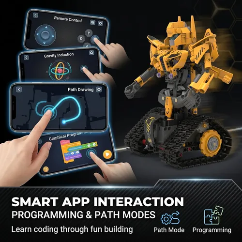 Miniatura 6 de Kit de construcción de robot para niños de 8 a 12 años, juguetes de construcción STEM 5 en 1 con control remoto y aplicación, más de 373 piezas