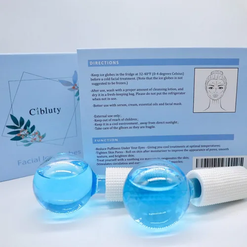 Miniatura 5 de Globos de hielo para cara, 2 globos faciales para herramienta de masaje, masajeador facial de piel fría, aprieta la piel, reduce la hinchazón