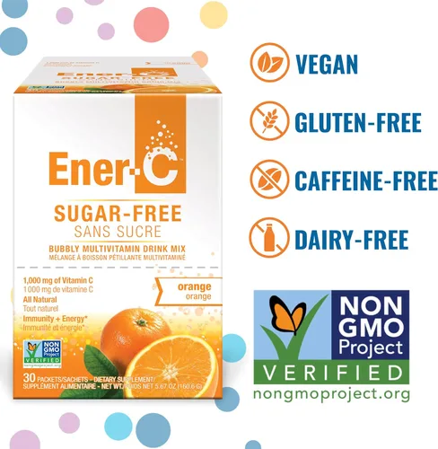 Miniatura 2 de Ener-C Mezcla de bebidas multivitamínicas de naranja sin azúcar, 1000 mg de vitamina C, sin OMG, veganas, jugos de frutas reales, apoyo inmunitario