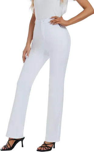 Miniatura 4 de Pantalones de trabajo elásticos de pierna recta para mujer, pantalones de vestir informales con bolsillos para negocios y oficina