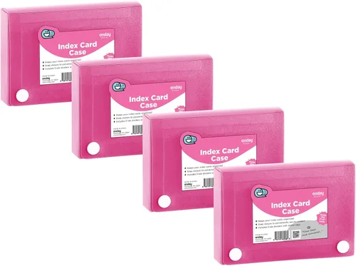 Miniatura 13 de Enday Estuche organizador de tarjetas de índice rosa, 3 x 5, caja de archivos con 5 divisores, caja de tarjetas con capacidad para 100 tarjetas