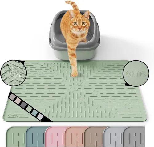 Miniatura 31 de OHMO Alfombrilla Grande para Arena de Gatos Alfombrilla de Captura Premium Goma de Silicona 31.5 x 23.6 pulgadas Gris Ceniza, Alfombrilla para Caja