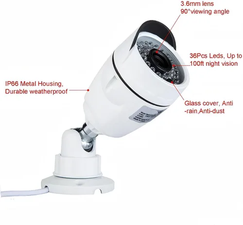 Miniatura 3 de Eversecu Sistema de cámara de seguridad de 4 canales 1080P DVR y 4 cámaras HD resistentes a la intemperie, visión nocturna, alerta de movimiento