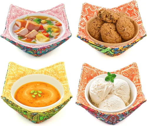 Miniatura 7 de Tazón de algodón para microondas acogedor, apto para microondas, soportes para tazones calientes, cuenco de sopa (D)
