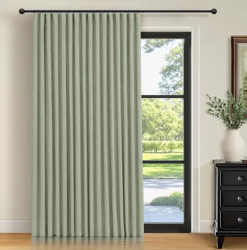 Miniatura 40 de INOVADAY Cortinas 100% opacas para dormitorio, cortinas opacas de 84 pulgadas de largo, cortinas opacas de lino con anillos de clip, aislamiento