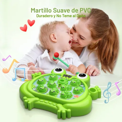 Miniatura 7 de HopeRock Juguetes para niños de 2, 3, 4, 5 años, juguetes para niños pequeños de 2 a 4 años, juego de golpear a la rana, con 5 modos, 45 niveles, 9