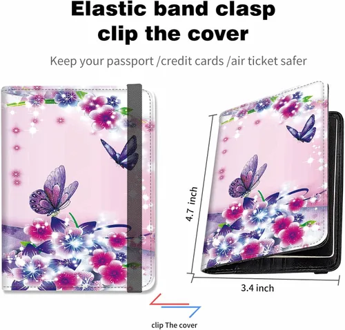 Miniatura 4 de Combo de portatarjetas de pasaporte y vacunación con bloqueo RFID-X-1, Mariposa Mujer, Minimalista