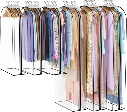 Miniatura 23 de Liuoud Bolsa Transparente para Colgar Ropa de 10" con Fuelle, Bolsas para Trajes de 32" para Almacenamiento de Closet Abierto, Cubierta de Ropa