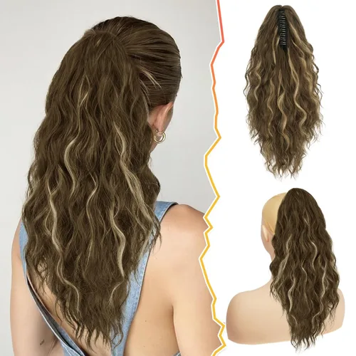 Miniatura 20 de BARSDAR Extensión de cola de caballo negra, extensiones de cabello de cola de caballo con clip de garra de 18 pulgadas para mujer, extensiones