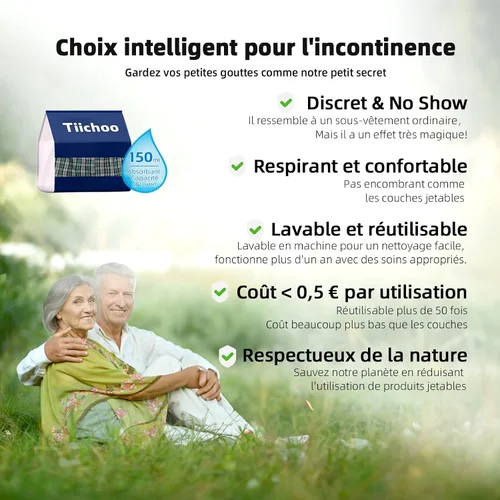 Miniatura 7 de TIICHOO Ropa interior para incontinencia para hombre, lavable para incontinencia urinaria, bóxer de absorción regular, ropa interior a prueba
