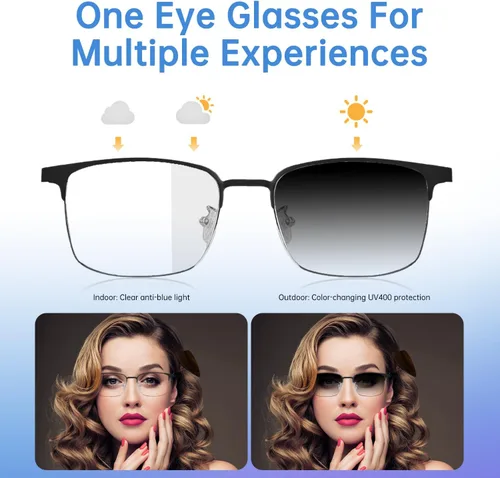 Miniatura 5 de Lentes inteligentes para hombres y mujeres, gafas Bluetooth de oreja abierta con lentes fotocrómicas, micrófono y altavoces integrados, gafas